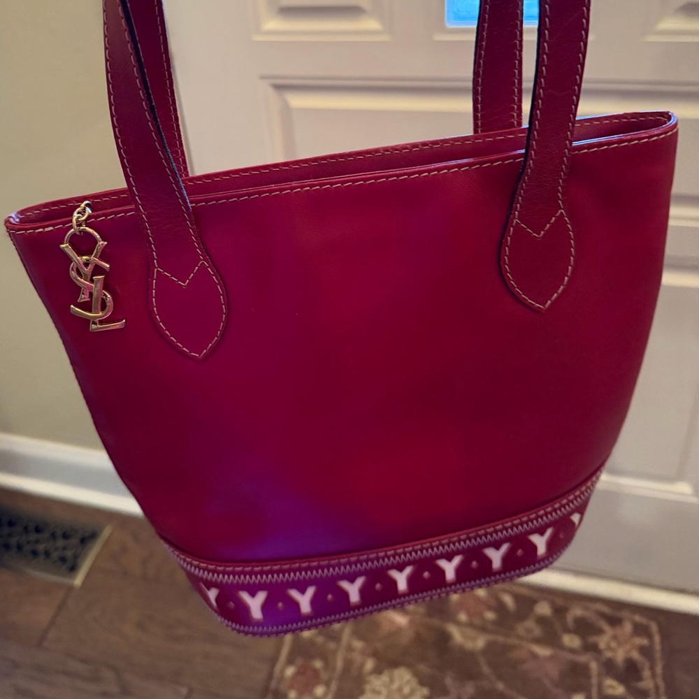 Yves Saint Laurent Red Leather Shoulder Bag EUC
